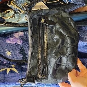 Authentic Coach signature satchel black & gray Nylon with silver-tone hardware